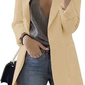 Cream Casual Blazer Open Front Long Sleeve NWOT Medium